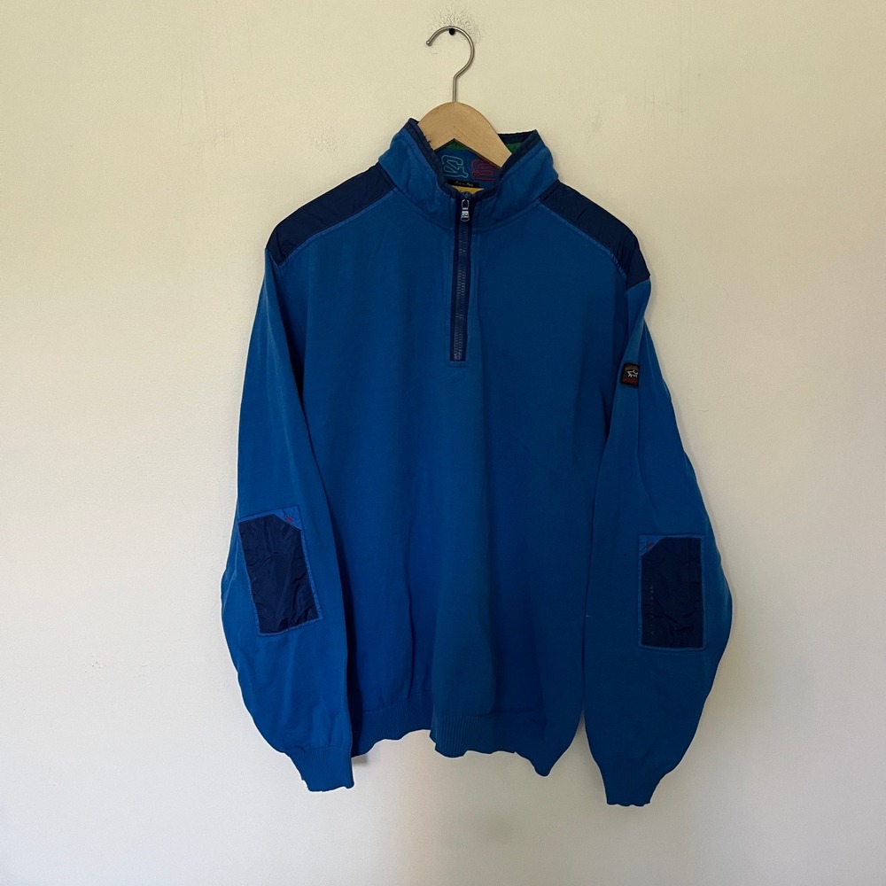 Paul & Shark Yachting Competition Quarter Zip Pullover Blue Made in Italy Mens